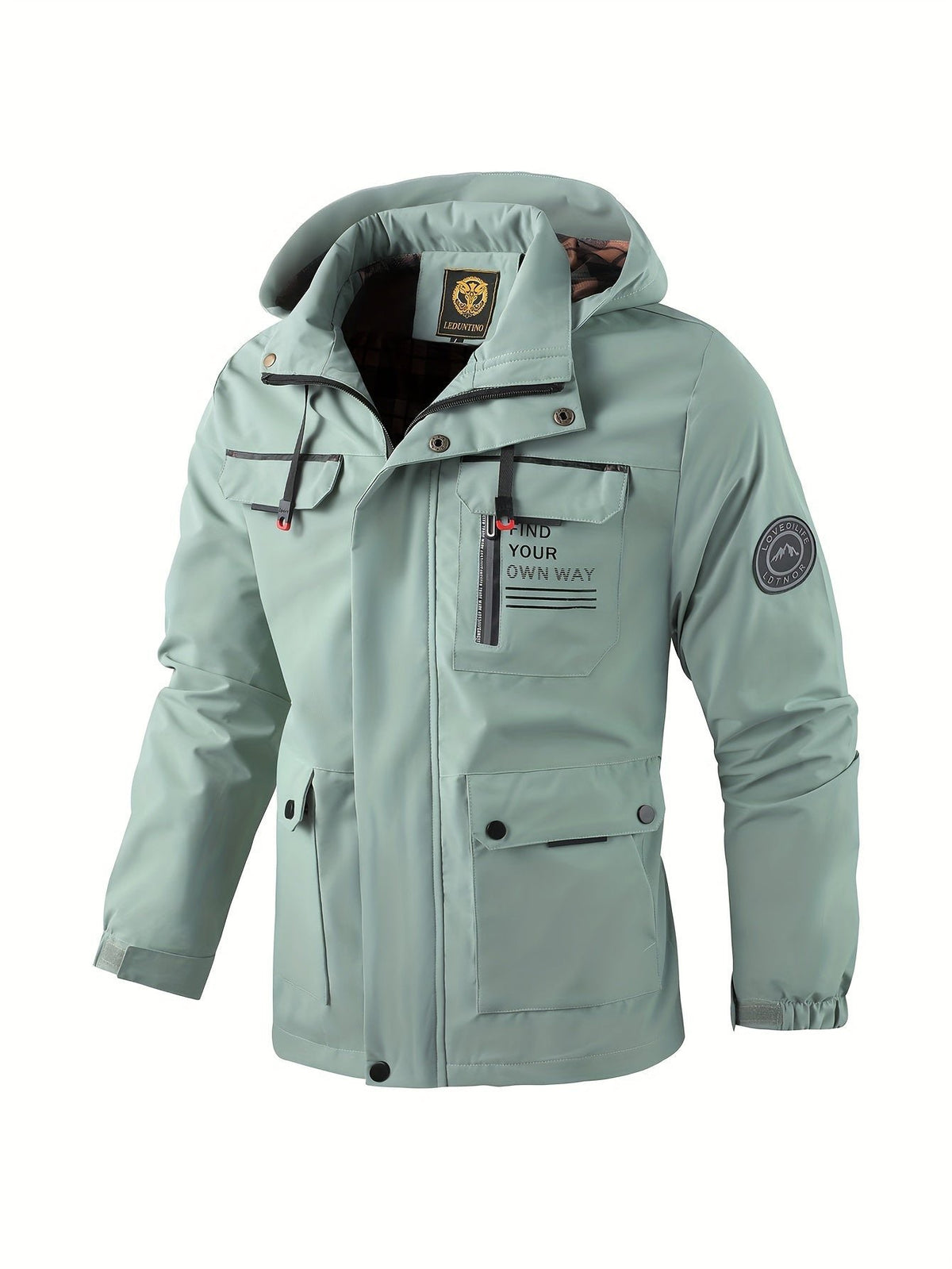 Men's Hooded Rain Jacket - Light Green