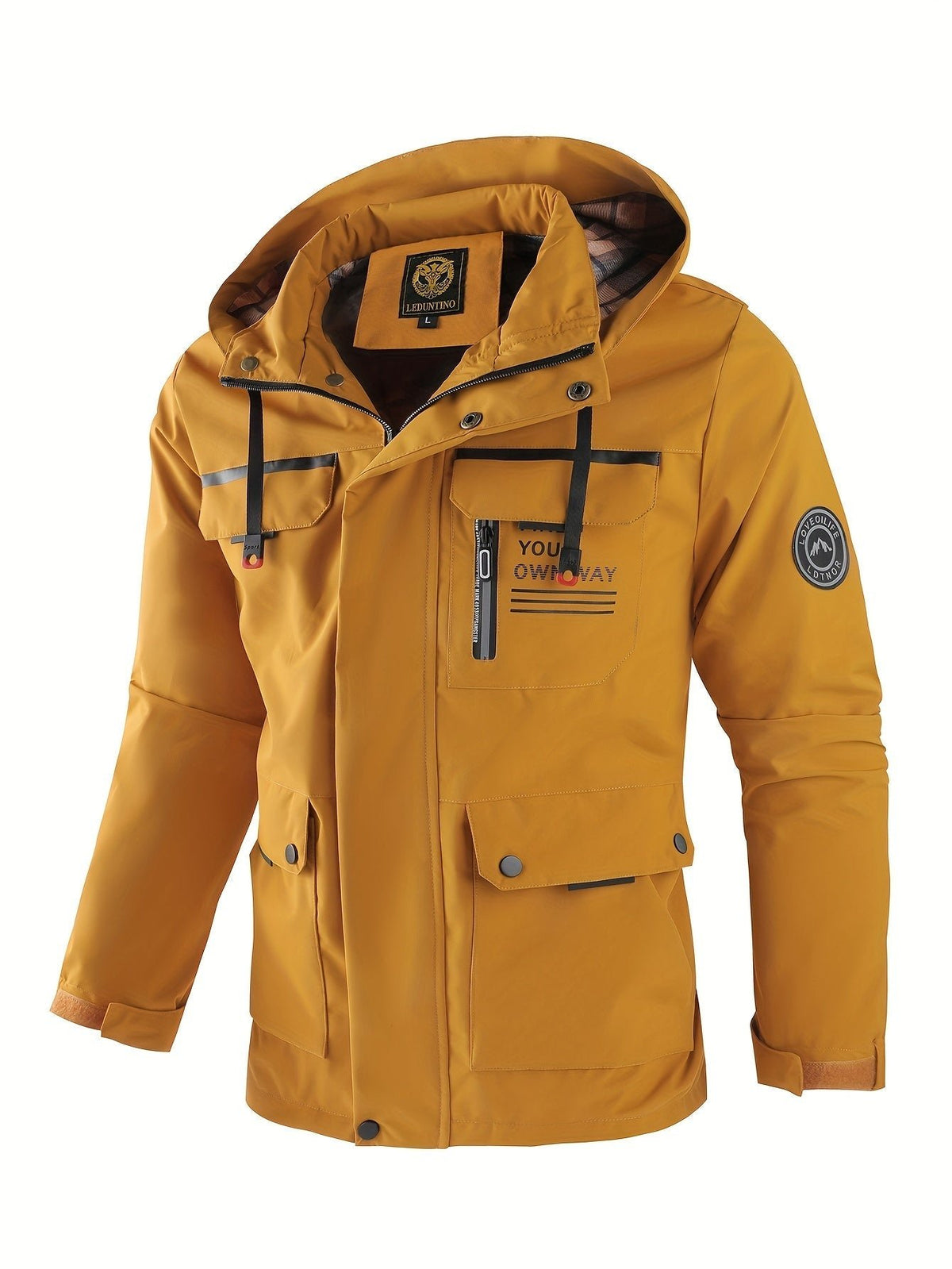 Men's Hooded Rain Jacket - Yellow