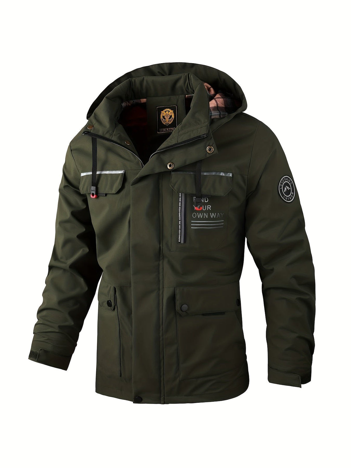 Men's Hooded Rain Jacket - Dark Green