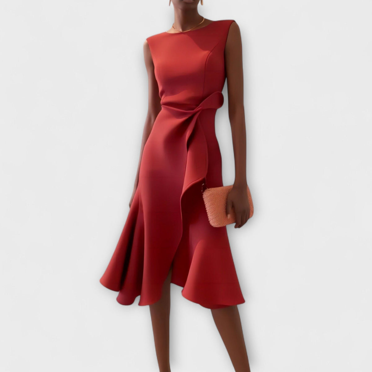 Women's Cocktail Midi Dress - Red