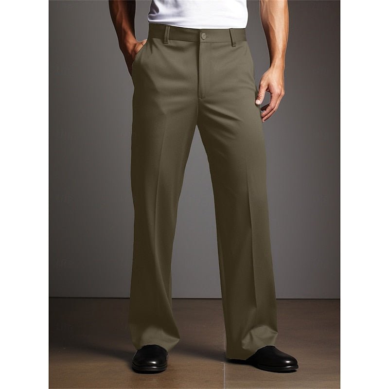Men's Straight Leg Wool Dress Trousers - Green