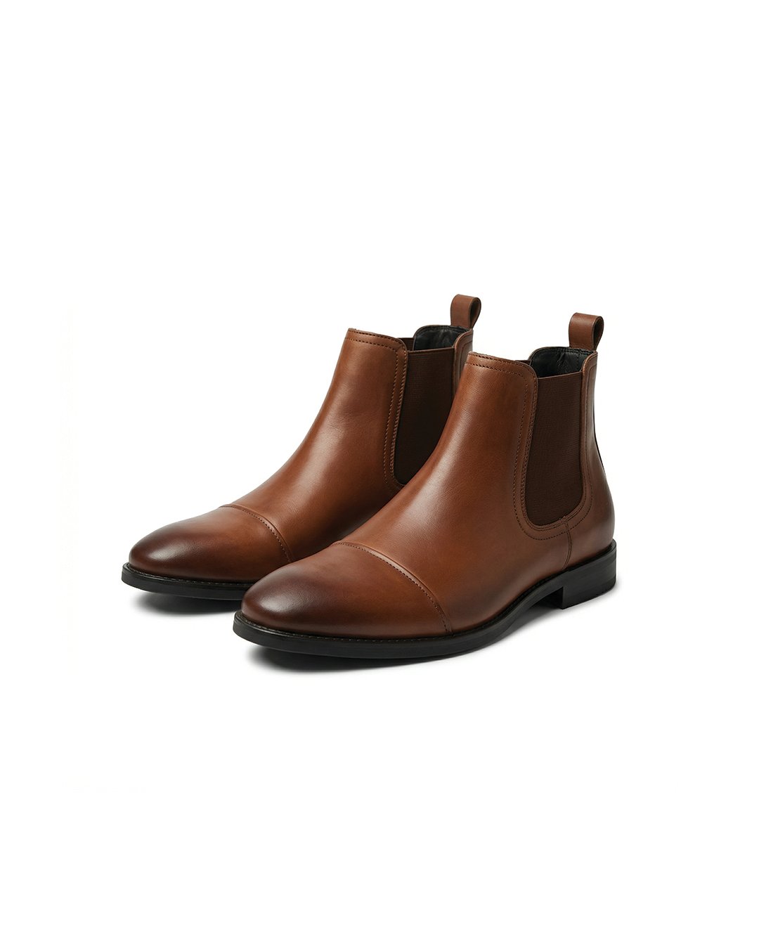 Men's Cap-Toe Leather Chelsea Boots - Brown