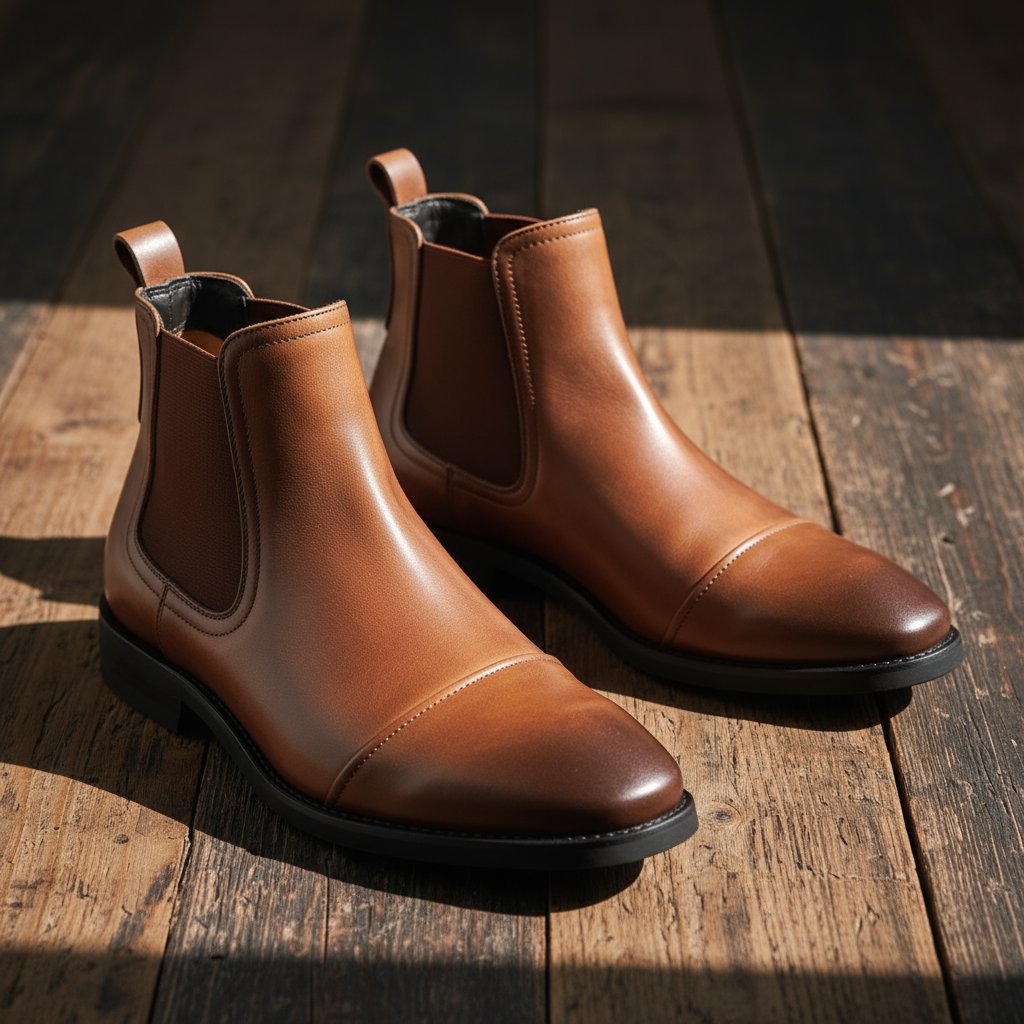 Men's Cap-Toe Leather Chelsea Boots