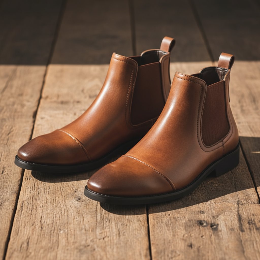 Men's Cap-Toe Leather Chelsea Boots