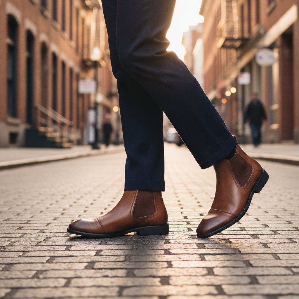 Men's Cap-Toe Leather Chelsea Boots