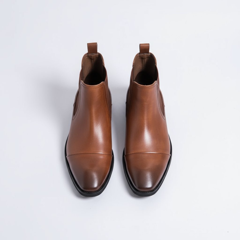 Men's Cap-Toe Leather Chelsea Boots