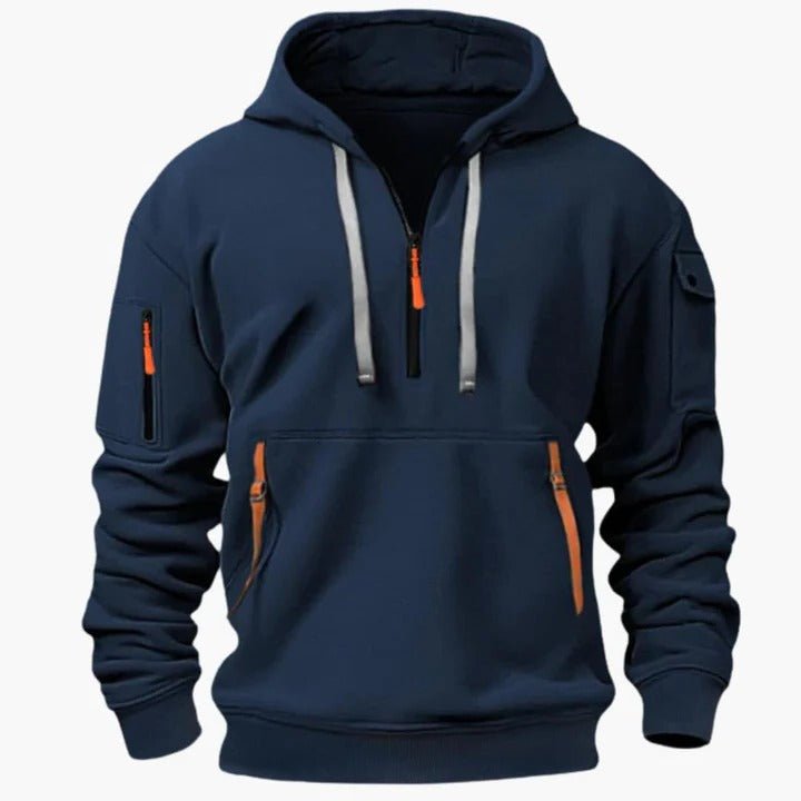 Men's Quarter-Zip Utility Hoodie - Dark Blue