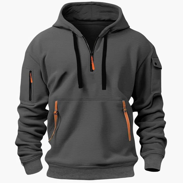 Men's Quarter-Zip Utility Hoodie - Dark Gray