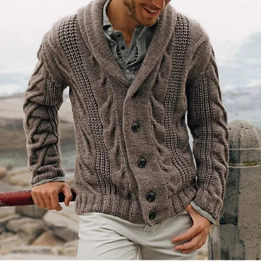 Men's Wool Cardigan - Brown