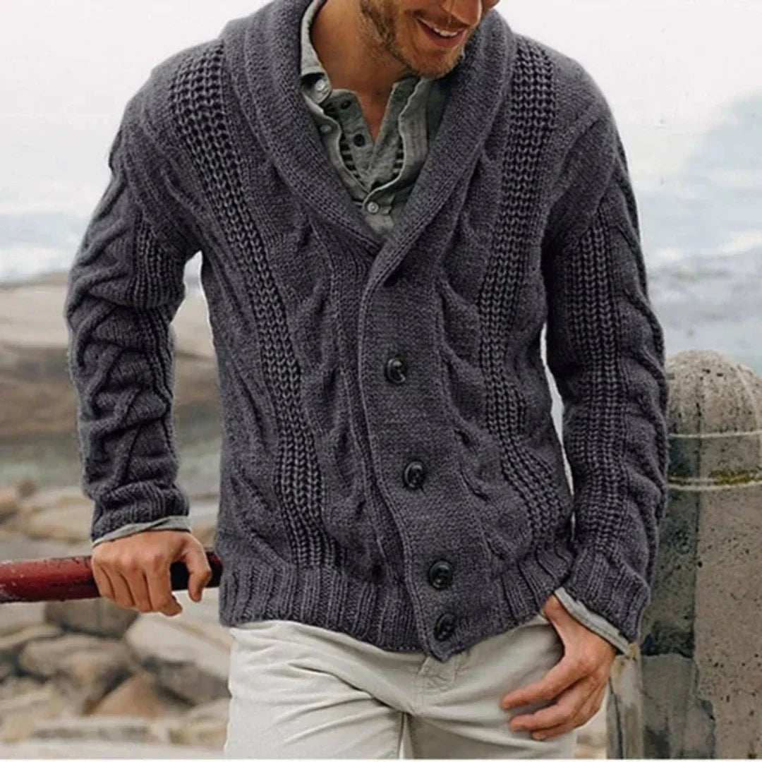 Men's Wool Cardigan - Dark Gray
