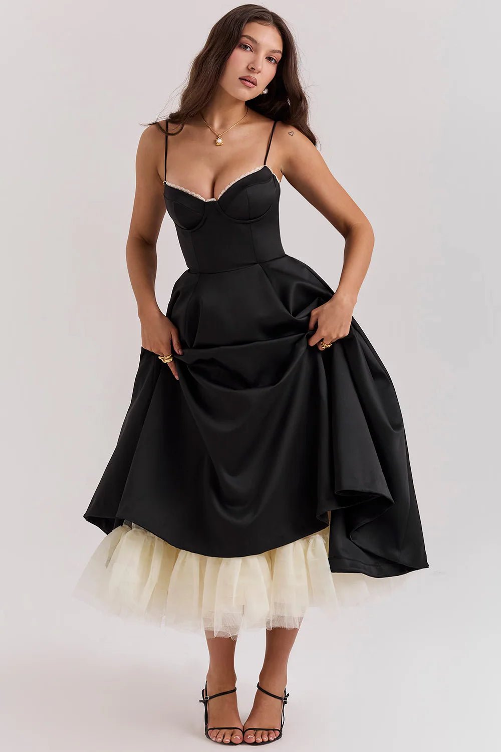 Women's Cocktail Satin Midi Dress