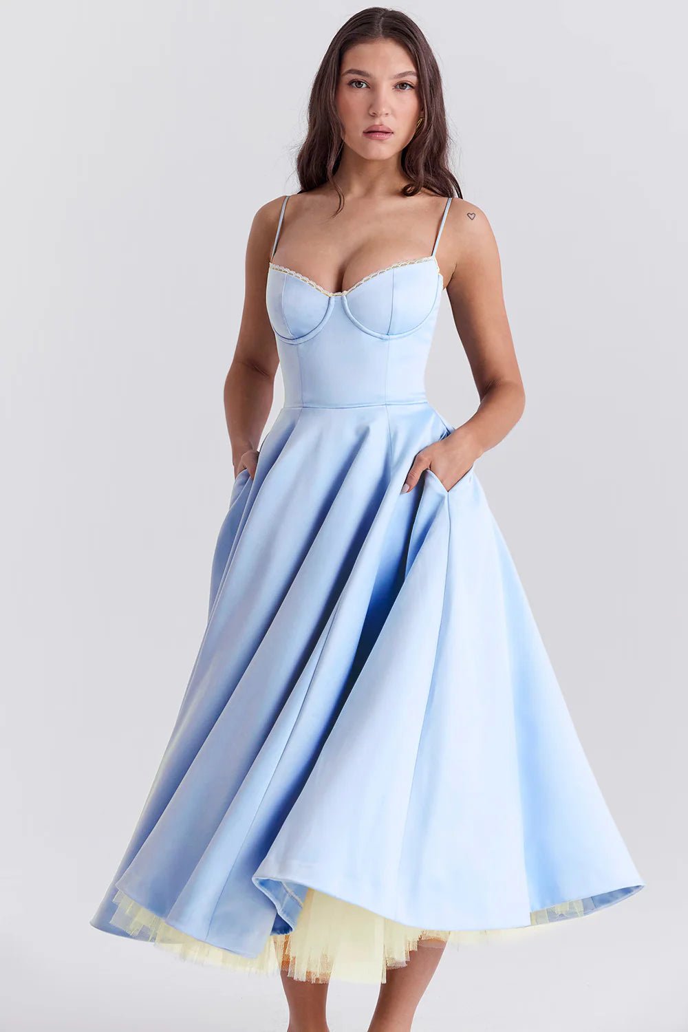 Women's Cocktail Satin Midi Dress