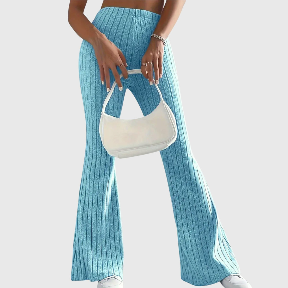 Women's Ribbed Knit Flared Trousers
