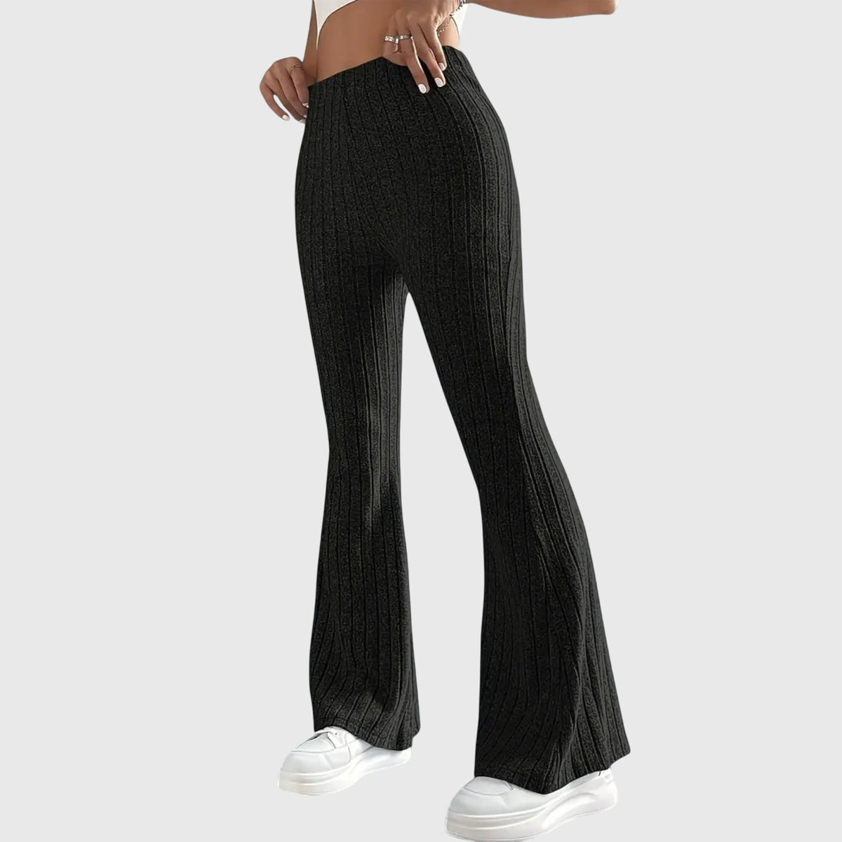 Women's Ribbed Knit Flared Trousers