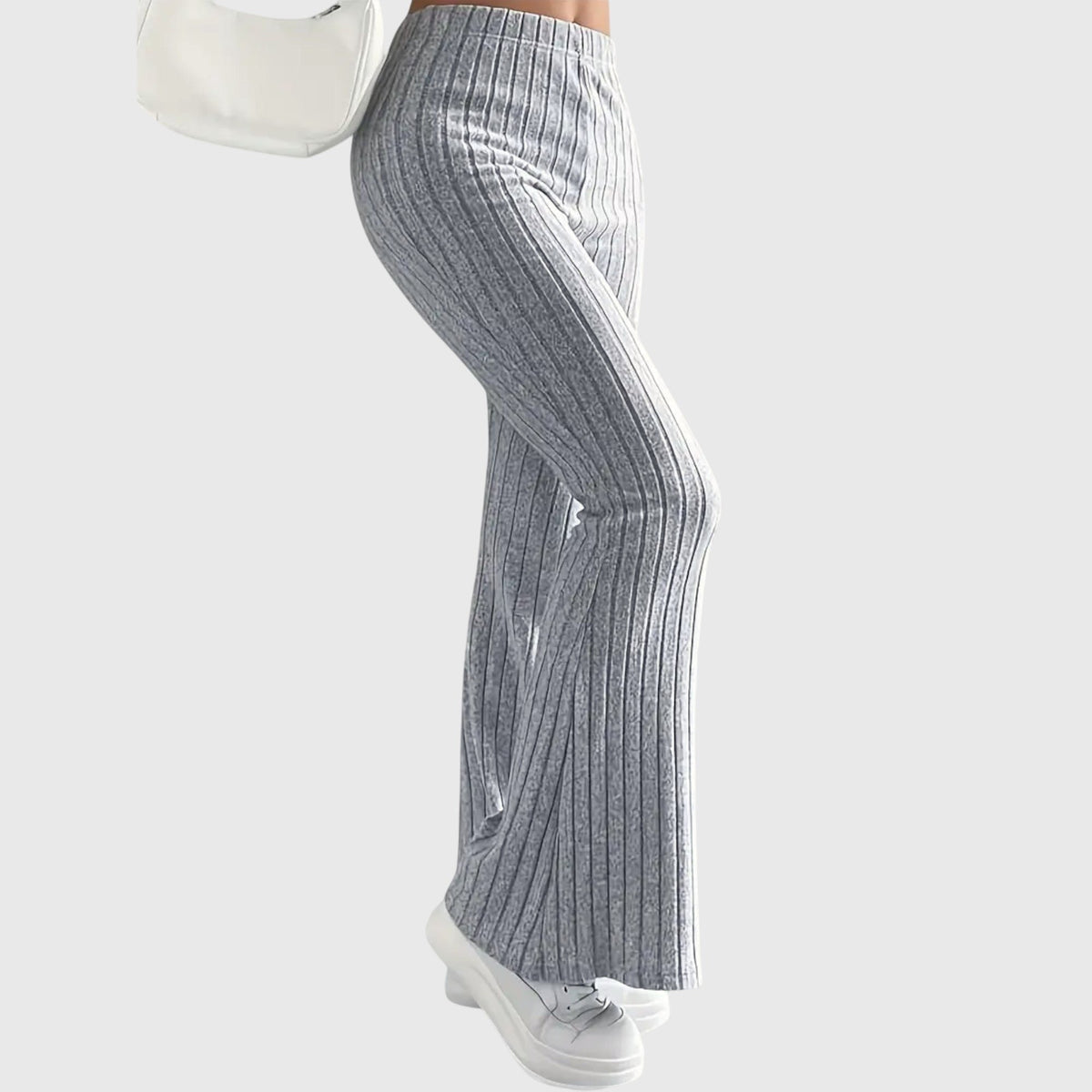 Women's Ribbed Knit Flared Trousers