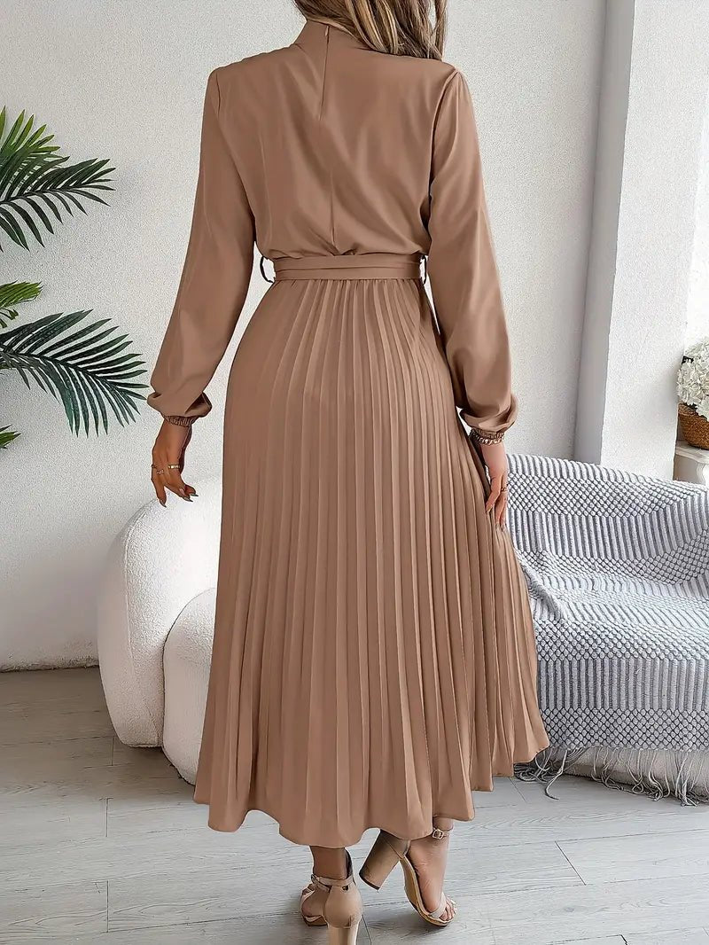 Women's Pleated Satin Midi Dress