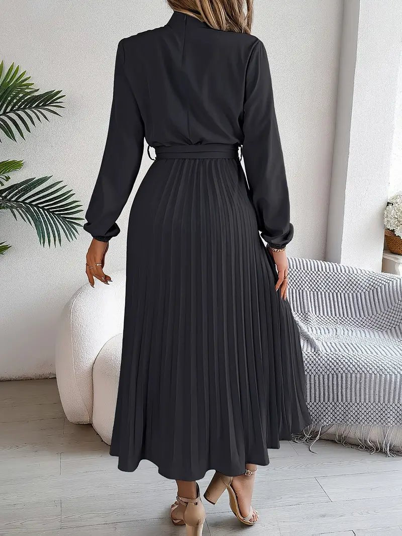 Women's Pleated Satin Midi Dress