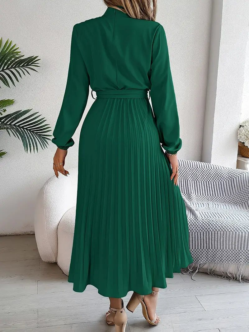 Women's Pleated Satin Midi Dress