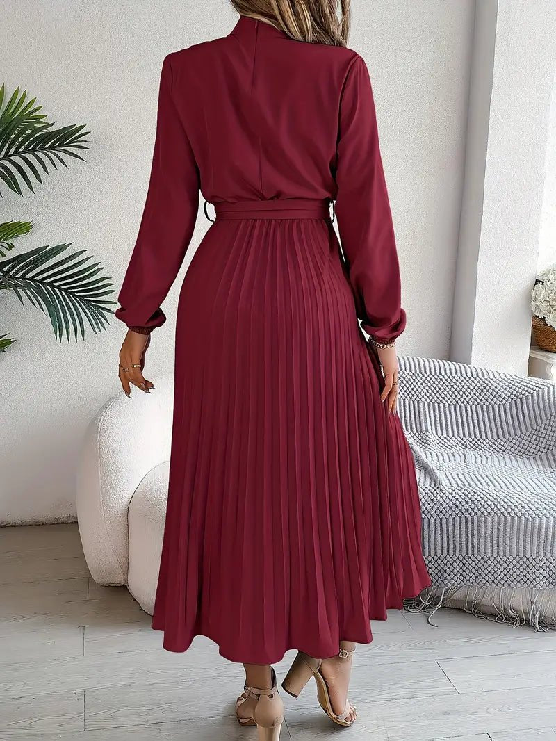 Women's Pleated Satin Midi Dress