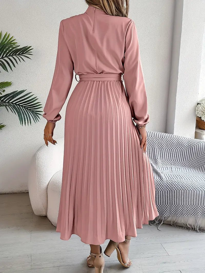 Women's Pleated Satin Midi Dress