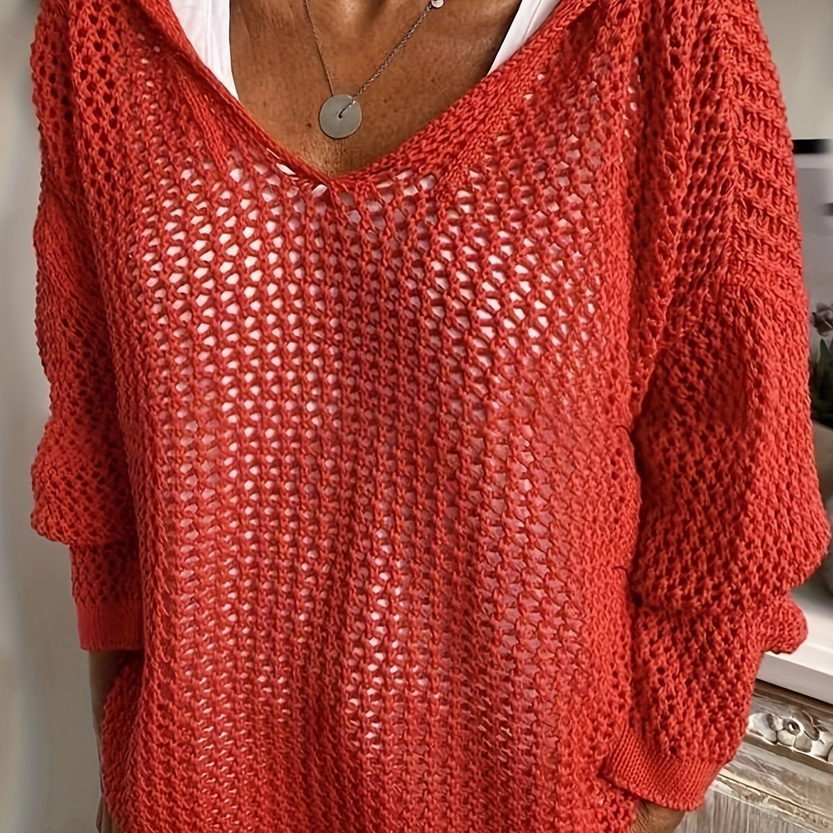 Women's Oversized Hooded Jumper - Red
