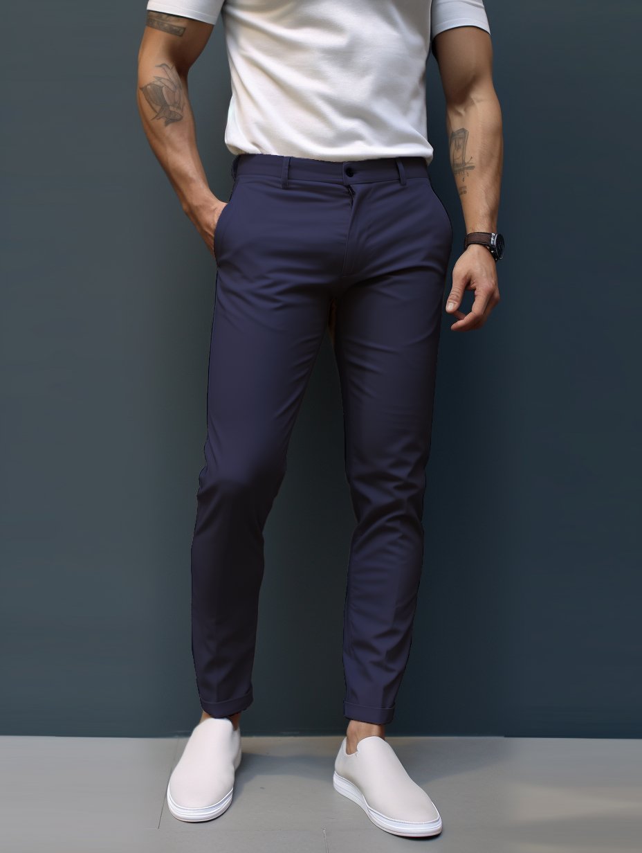 Men's Slim Chino Trousers - Navy Blue