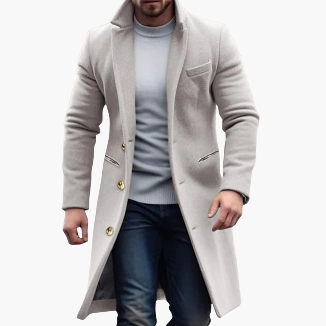 Men's Slim Wool Overcoat - Gray