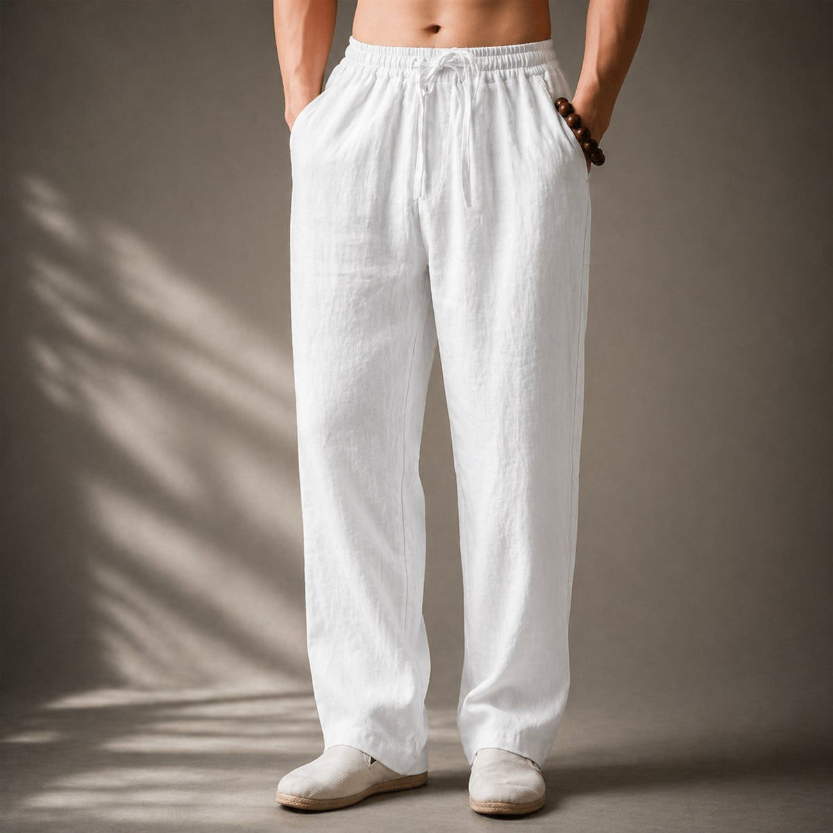 Men's Straight Trousers - White