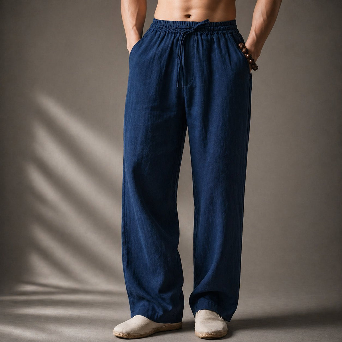Men's Straight Trousers - Navy Blue
