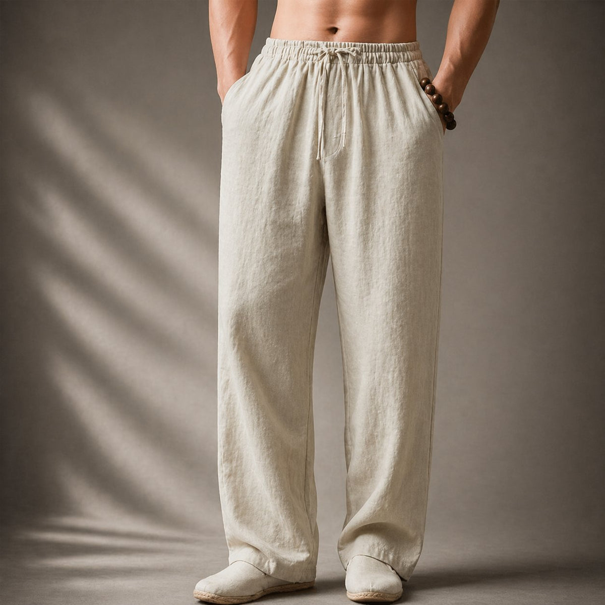 Men's Straight Trousers - Beige