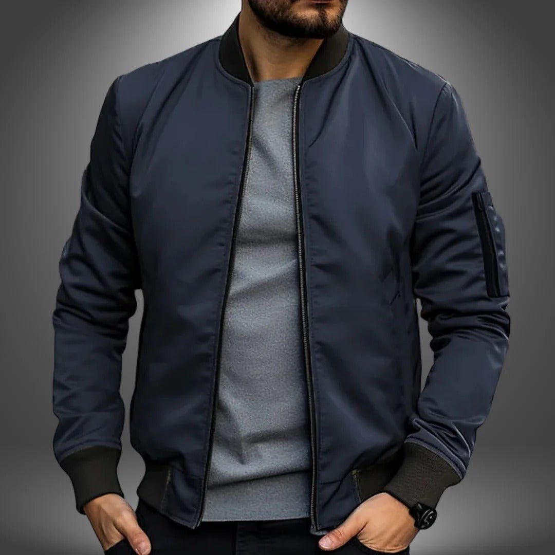 Men's Slim Fit Bomber Jacket - Blue