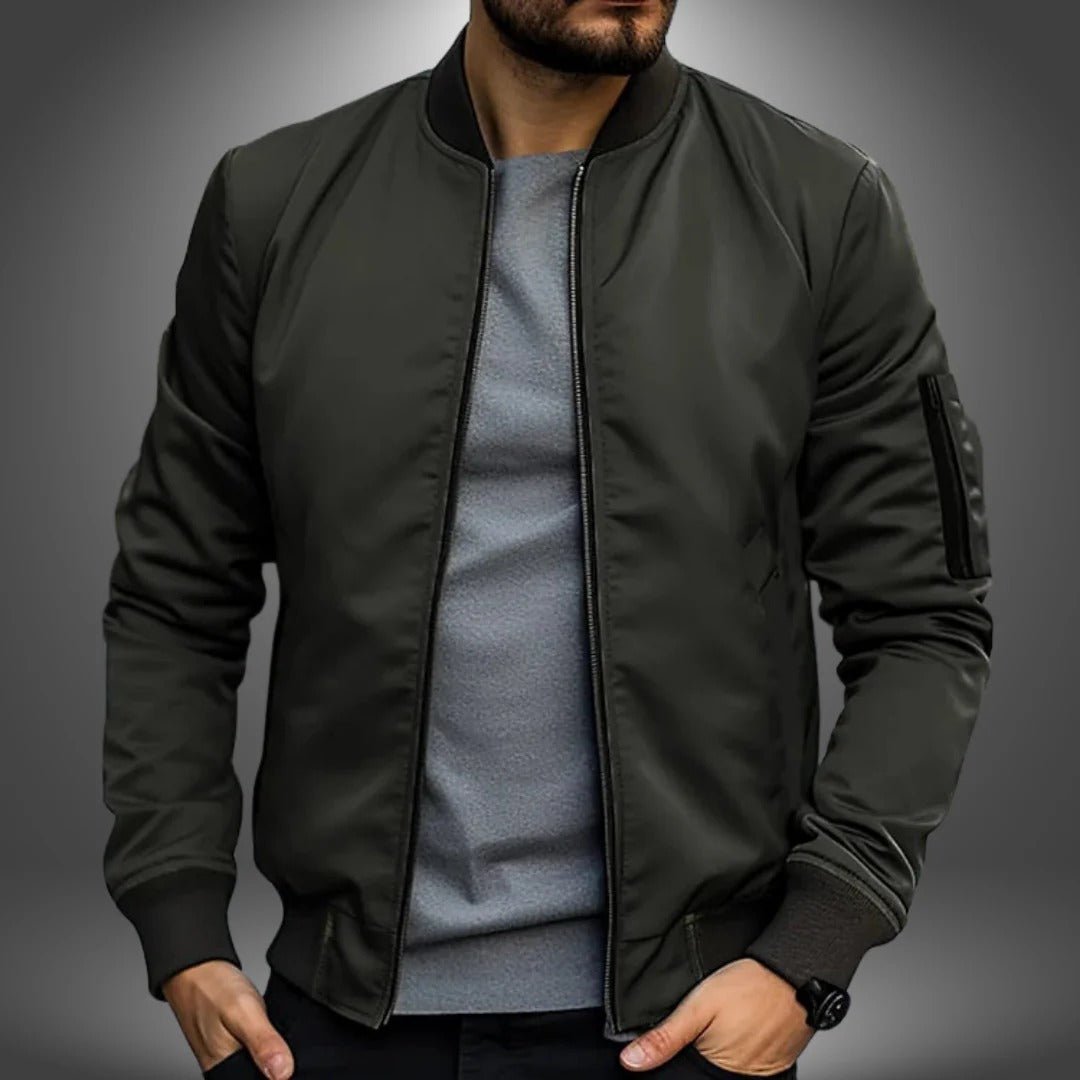Men's Slim Fit Bomber Jacket - Olive green