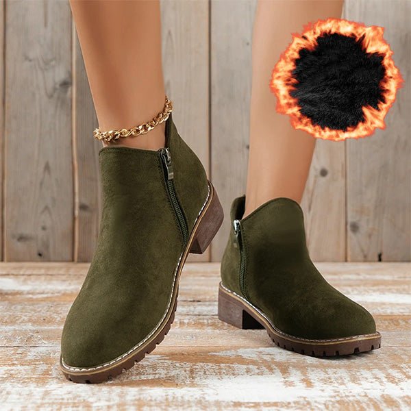 Women's Suede Ankle Boots - Green