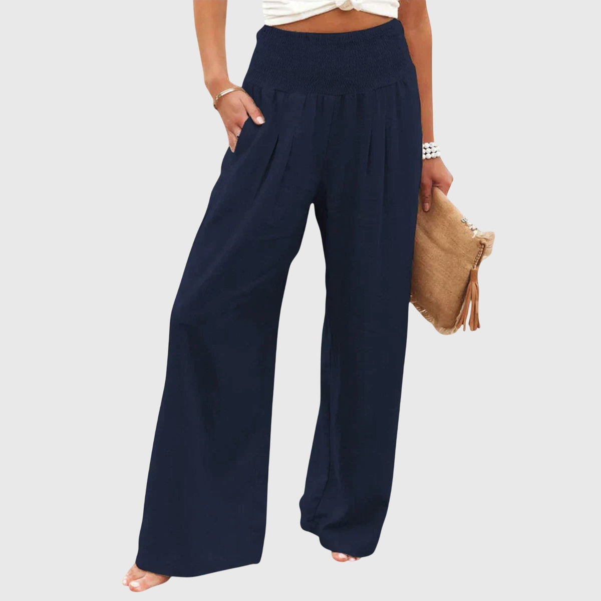 Women's Wide-Leg Vacation Trousers - Blue