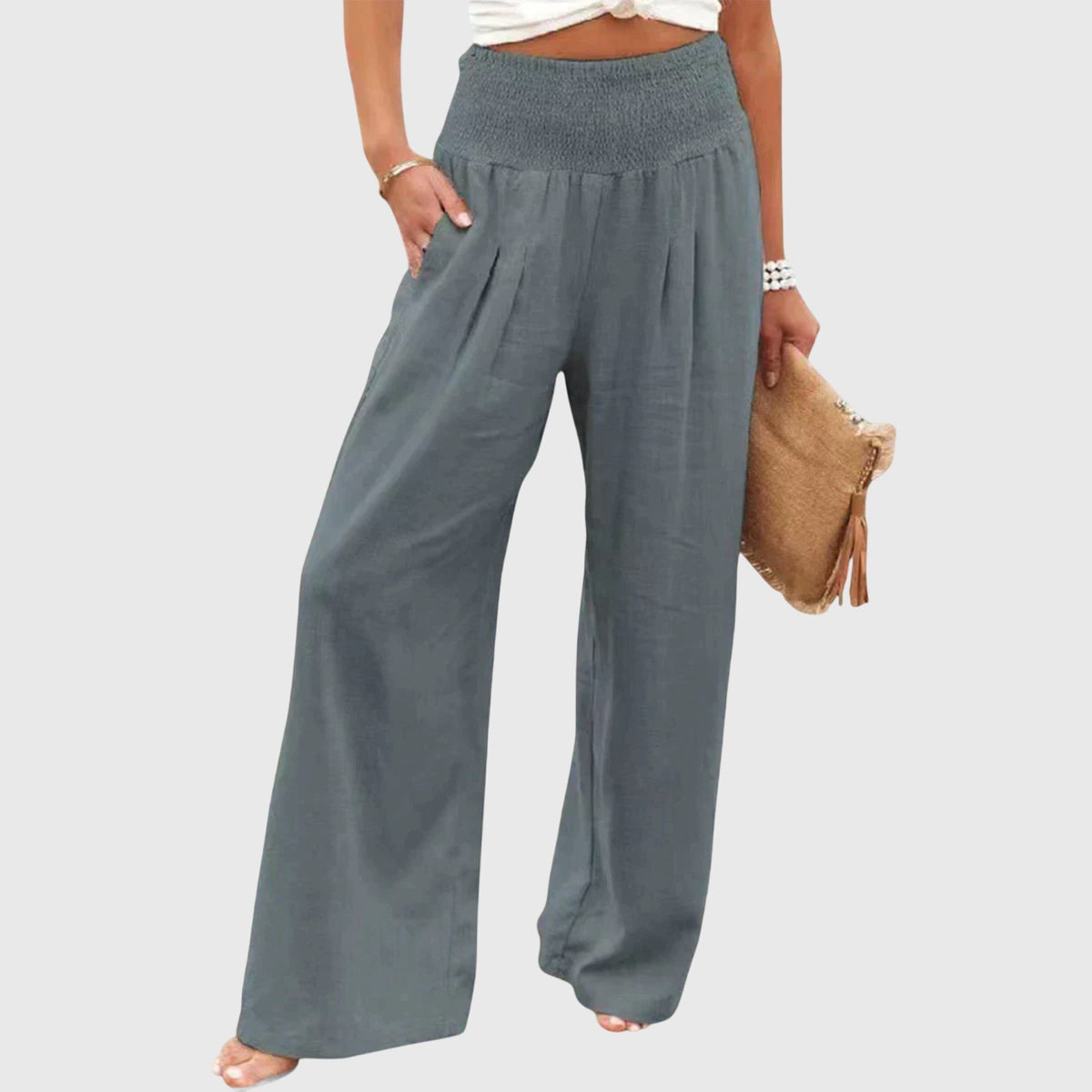 Women's Wide-Leg Vacation Trousers - Gray