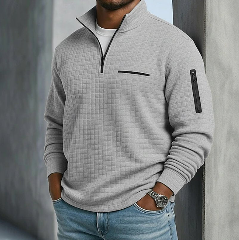 Men's Knit Quarter-Zip Sweatshirt - Gray