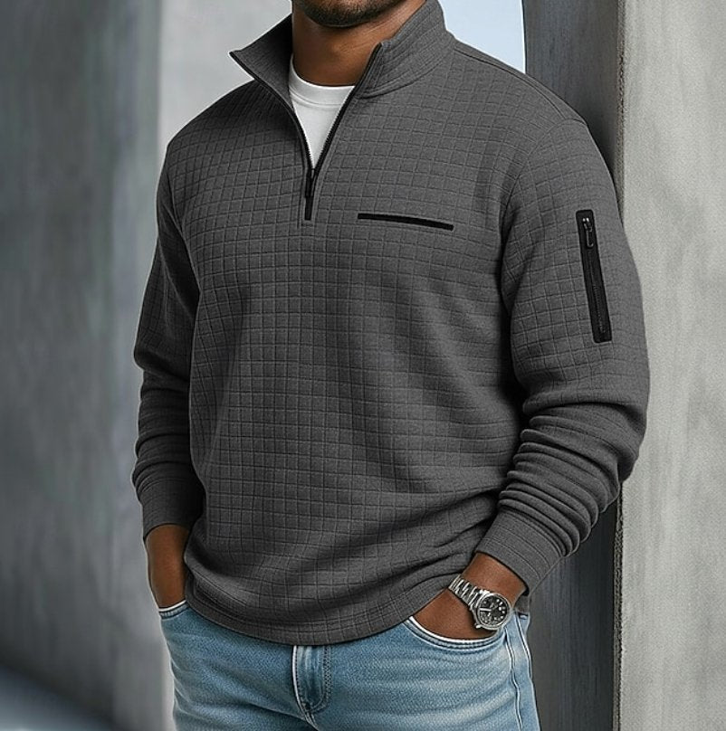 Men's Knit Quarter-Zip Sweatshirt - Dark Gray