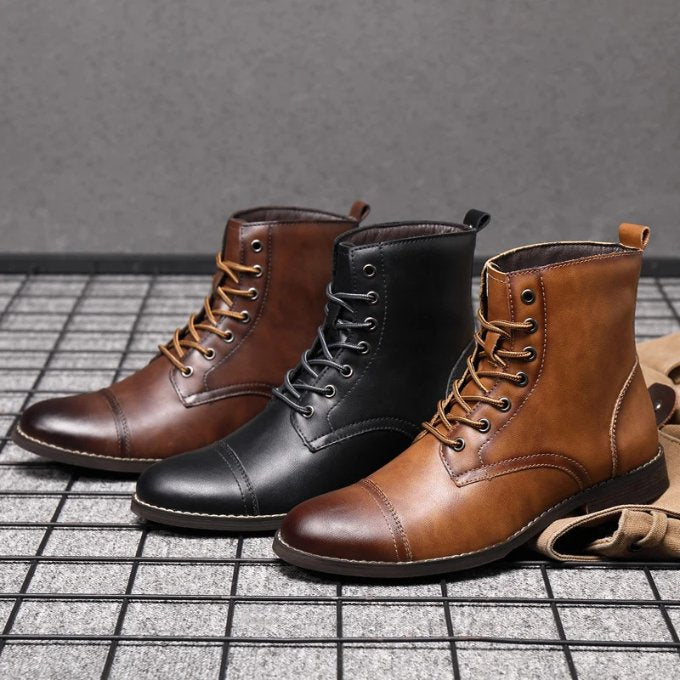 Men's Leather Cap-Toe Ankle Boots - All 3 Colors (Save $40)