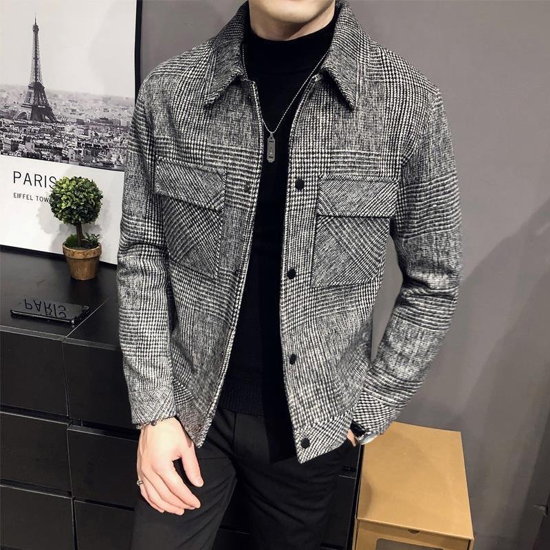 Men's Plaid Wool Shirt Jacket