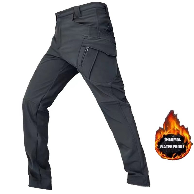 Men's Tapered Tactical Cargo Trousers - Black-Pant