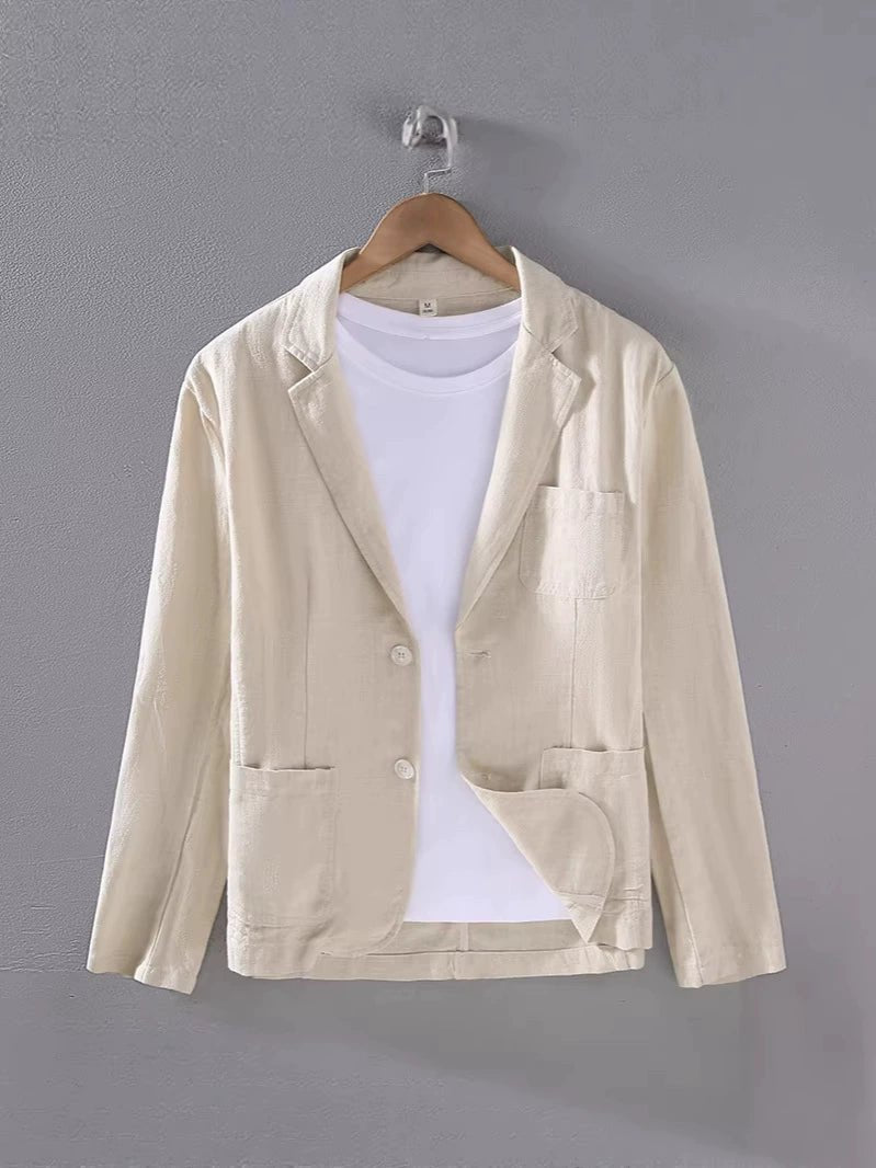 Men's Unstructured Blazer - Beige