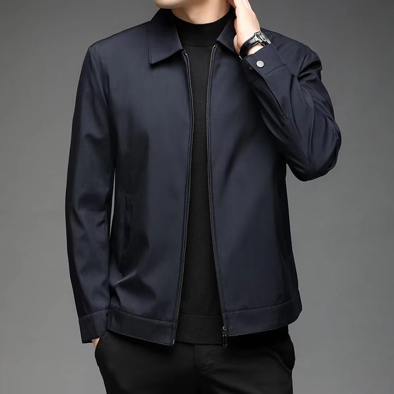 Men's Zip-Up Jacket - Navy Blue