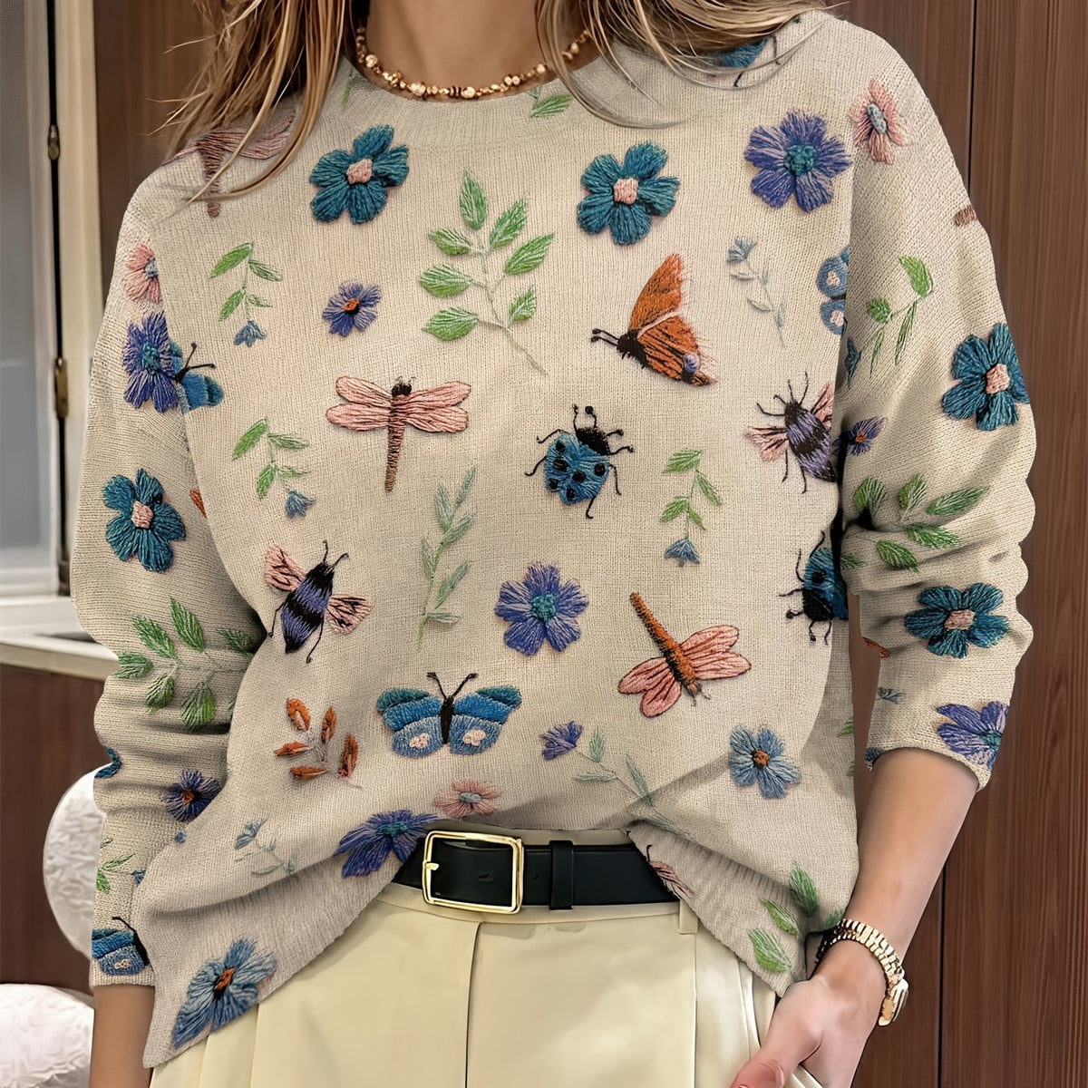 Women's Floral Jumper Jumper - Blue