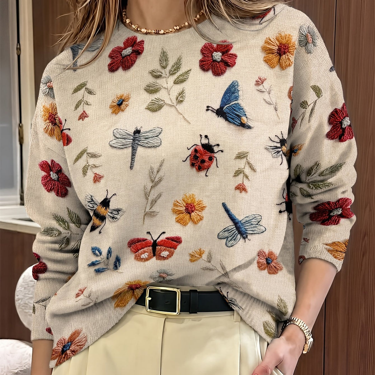 Women's Floral Jumper Jumper - Apricot