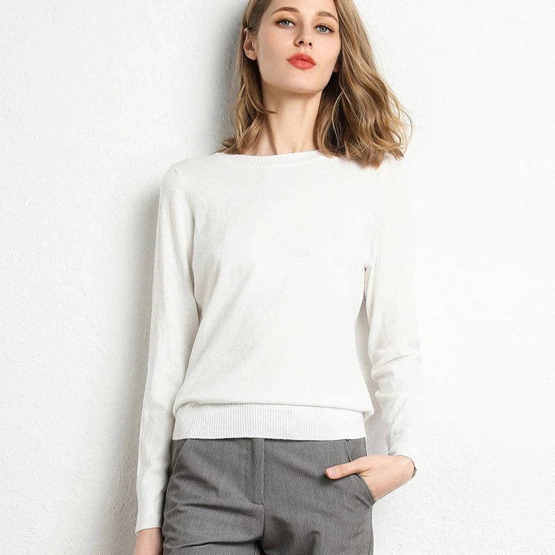 Women's Wool Crew Neck Jumper - White