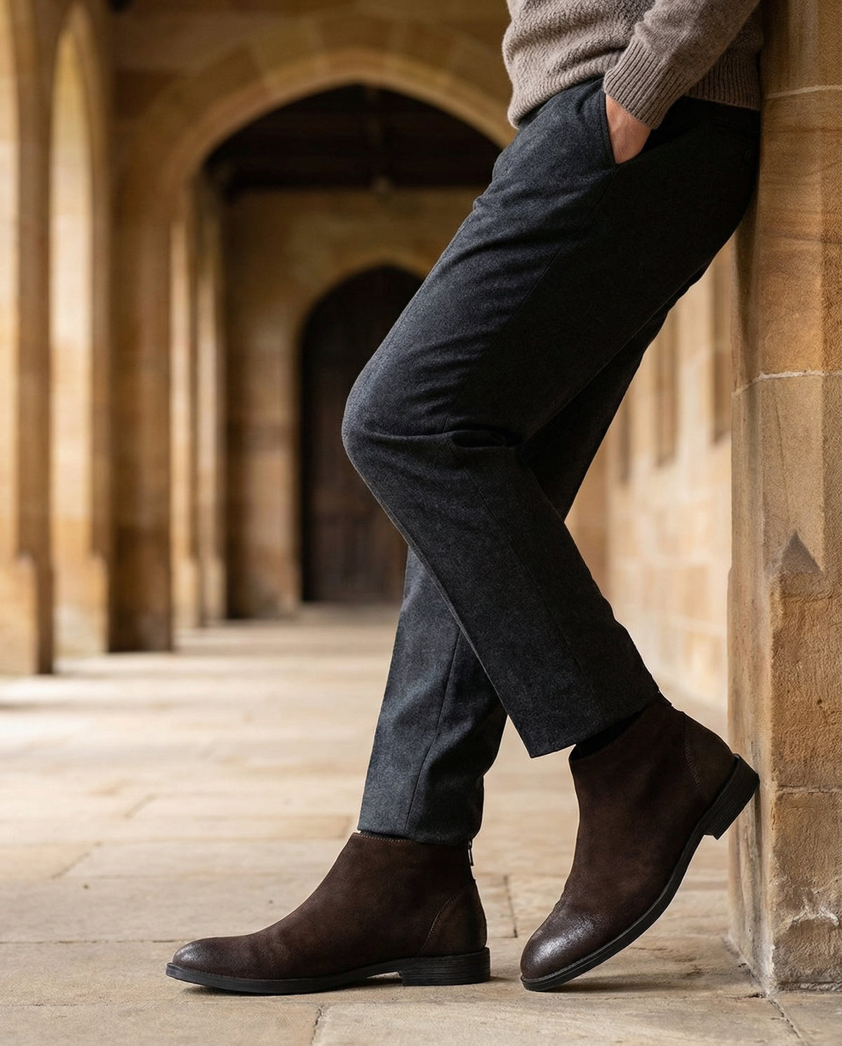 Men's Distressed Suede Ankle Boots