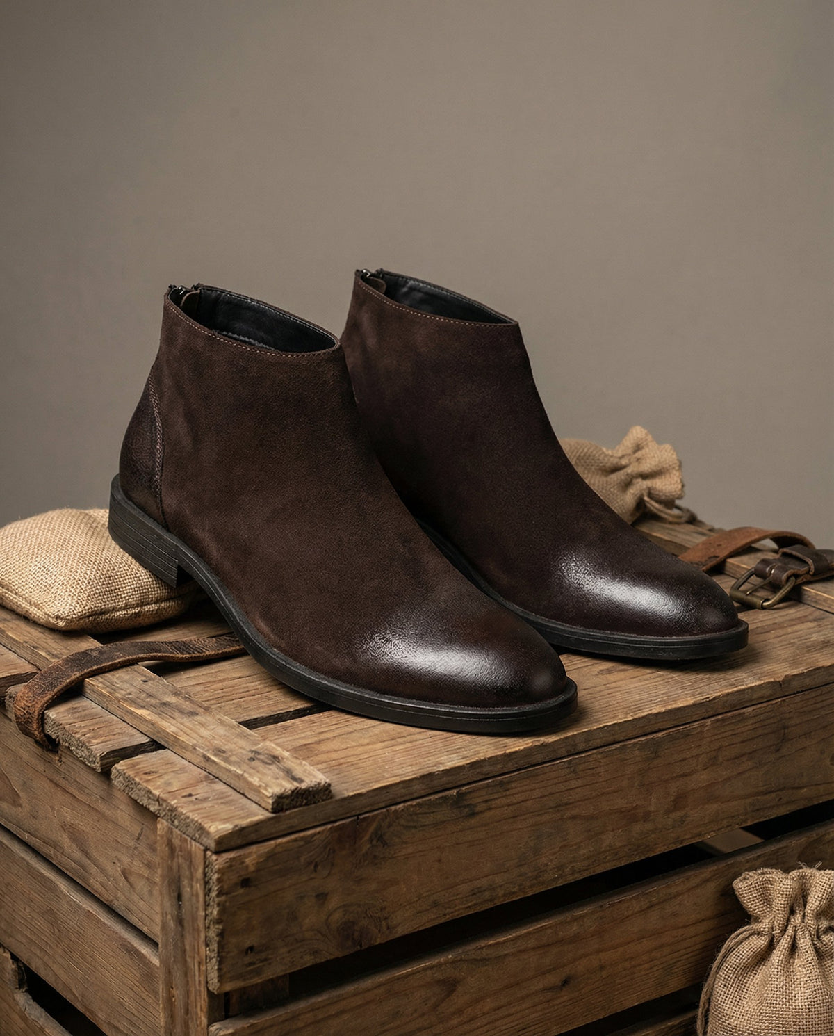 Men's Distressed Suede Ankle Boots
