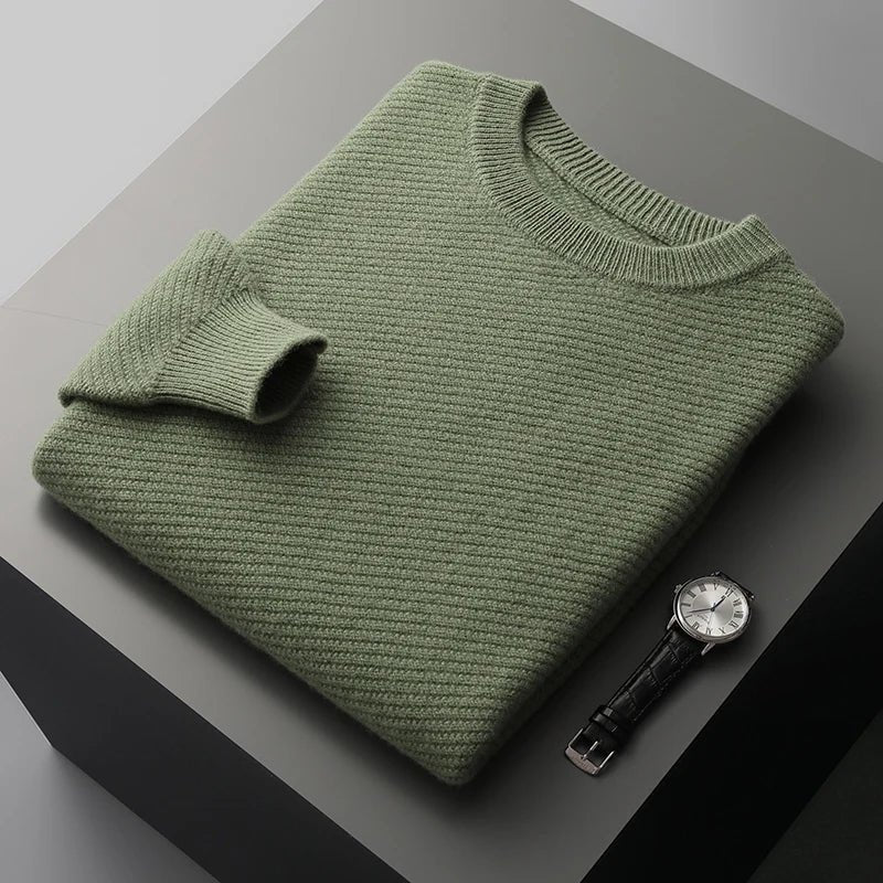 Men's Knit Crew Neck Jumper - Light Green