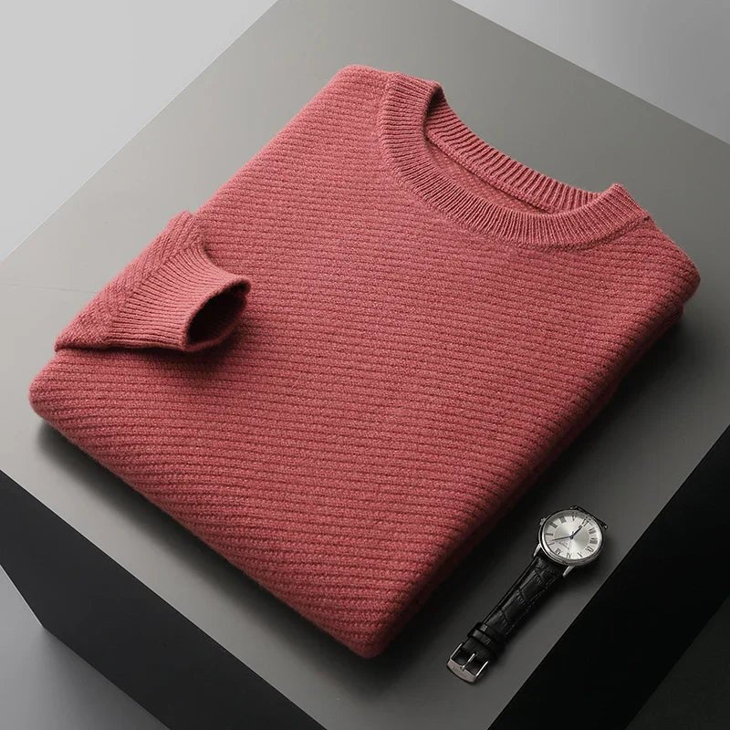 Men's Knit Crew Neck Jumper - Red