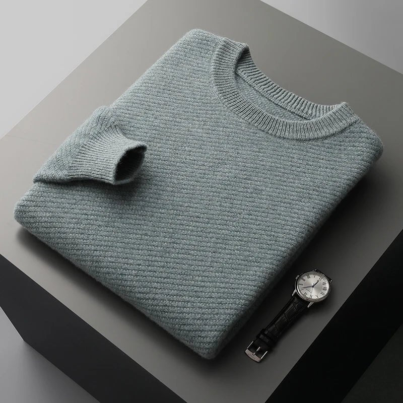 Men's Knit Crew Neck Jumper - Turquoise
